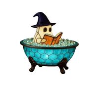 Resin Ghost Bathtub Night Light Home Decor - Cute Halloween Decorations, Small Table Lamp for Bedroom & Desk, Festive Ambiance Creator (A)