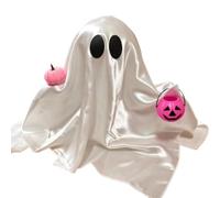 Resin Ghost Figurine - Adorable Ghost With Pumpkin for Shelf Decor | 5.91x14.17in Fabric+ABS Small Ghosts Ornament, Halloween Party Decoration for Bedside Nursery Dorm Tabletop