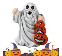 Resin Ghosts With Pumpkins Figurines - Spooky Resin Pumpkins Statues - Garden Sculptures for Haunted House School Classroom Bedroom Fall Study