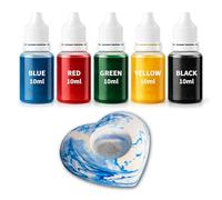 RESIN GLORY 5-Color Liquid Casting Pigments 10ml each - Eco, Non-Toxic Colour Set for Jesmonite, Plaster Crafts Art & Marble Effects - Strong Pigments for DIY Mold, Casting & Craft Projects