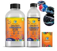 Resin Glory FAST CURING Epoxy Resin Kit -2:1 Ratio Crystal Clear Epoxy Resin for Art Coating, Craft Casting, Jewellery, Wood - Not Yellowing, Self Levelling, Gloss, Quick Cure, (750g high viscosity)
