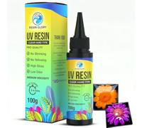 Resin Glory UV Resin 100g - Fastest Curing 1-2 Min, No Sticky Surface, Crystal Clear Non-Yellowing, High Gloss Hard Type, Easy to Use, Low Odor - for Jewelry, Coating, Casting & Crafts