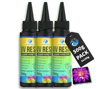 Resin Glory UV Resin 500g - Fastest Curing 1-2 Min, No Sticky Surface, Crystal Clear Non-Yellowing, High Gloss Hard Type, Easy to Use, Low Odor - for Jewelry, Coating, Casting & Crafts