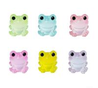 Resin Glow in the Dark Frog Figures 6 Pack for Bonsai Garden Decoration and Unique Home Ornament Display in Bedroom or Living Room