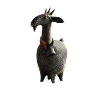 Resin Goat Statue with Hand-Painted Farmhouse, Black | Hand-Painted Finish, Textured Sculpting and Collar Accent, Distinctive Indoor Display Piece for a Desk or Cabinet