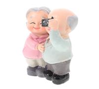 Resin Grandparents Statue for Cake Topper, Anniversary Decor | Stable Display, Hand-painted Details, No Odor, Fade-resistant Paints, Bookshelf or Miniature Landscape Use