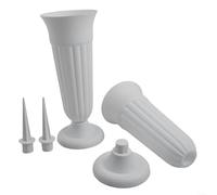 Resin Grave Vase for Cemetery Decor, Weatherproof Plastic Memorial Pot with Pointed Stakes, Outdoor Burial Flower Holder for Tomb Sweeping and Artificial Flowers, White or Green(white)
