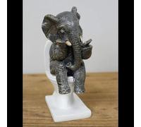 Resin Grey Elephant on the Loo Animal Decorative Sculpture Ornament Statue Fun Gift indoor