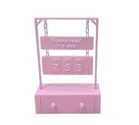 Resin Hanging Book Counter with Numbers - Desk-Mounted Reading Tracker & Storage Compartment, Space-Saving Office/Study Book Journal Counter for Books Management (Pink)