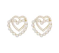 Resin Heart Earrings Double Layer Love Pearl Earrings Small Fragrance Light Luxury Fashion Temperament Earrings Earrings Earrings Eyeglasses Earrings