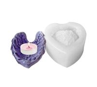 Resin Heart Jar Mold | Angel Wings Silicone Mold - Candy Container Craft Supplies, Reusable Candle Holder Making Mold for Holiday Birthday