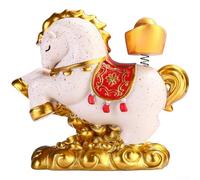 Resin Horse Statue 7x8cm Hand-Painted Red White(Rich For No Reason)
