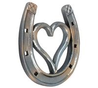 Resin Horseshoe Sculpture Wall Hanging Ornament in Vintage Silver Finish