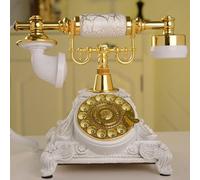 Resin imitation copper Vintage Style Rotary Retro old fashioned Rotary Dial Home and office Telephone Phone Home Living Room Decor（white）