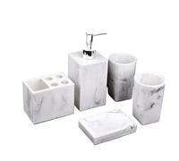 Resin Imitation Marble Bathroom Accessory Set Mouthwash Cup Soap Toothbrush Holder Shampoo Bottle Household Wash Set