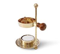 Resin Incense Burner - Dual Use Tea Light or Charcoal Heated | Adjustable Brass Design for Frankincense, Myrrh & Copal | Spiritual Gift for Home Fragrance