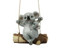 Resin Koala Bear Statue Garden Hanging Decor(A) | Adorable swinging pose, for whimsical fairy garden touch, resin build, gray antique color