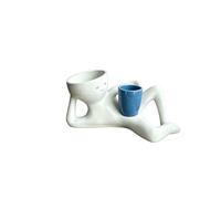 Resin Lazy Little Guy Succulent Pot, Funny Double Hole Planter with Drainag