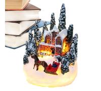 Resin LED Christmas House Ornaments - Light Up Christmas Village Scene, Christmas Micr-o Landscape House, Cartoon Table Ornament For Living Room, Bedroom