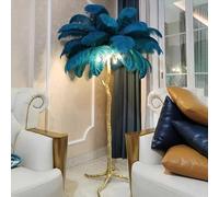 Resin LED Floor Lamp with Dimmable Natural Ostrich Feather - Modern Lighting for Living Room, Home & Office - Perfect for Reading