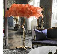 Resin LED Floor Lamp with Dimmable Natural Ostrich Feather Tripod - Ideal Decoration for Living Room, Home & Office - Perfect Reading Light