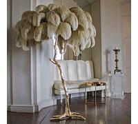 Resin LED Floor Lamp with Dimmable Natural Ostrich Feather Tripod - Ideal for Living Room, Home & Office - Perfect Reading Light - 60x55cm