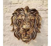 Resin Lion Head Wall Mounted Art Sculpture Wall Art, 3D Handmade Resin Lion Wall Decor,Farmhouse Gold Lion Wall Decoration for Living Room, Bedroom, Door