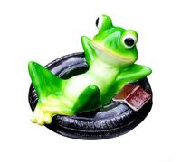 Resin Lotus Leaf Frog Statue for Mini Pond Decor/Floating Garden Ornament with Fish Tank Decoration/Weatherproof Lawn Art for Patio Yard/ 15cm