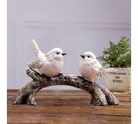 Resin Love Birds on Branch - 9.8 Inch Couple Bird Statue, Romantic Home Decor Gift for Valentine's Day, Wedding, Anniversary - Desk, Shelf, Bedroom, Office and Garden Decor