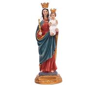 Resin Mary Figurine, 21cm Mary Holding Baby Jesus Statue, Colored Blessed Mother Mary Statues, Religious Sculpture, Decorative Statue for Home Room Decor and Religious