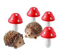 Resin Mini Mushroom And Hedgehog Garden Accessories Garden Supplies Fairy Tale Whimsical Resin Decor Eye Catching Ornaments(6PCS)