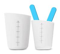 Resin Mixing Cups,2Pcs Silicone Measuring Cups for Epoxy Resin,250ml＆500ml Reusable Epoxy Resin Mixing Cups,2Pcs Thick Hard Stir Stick,Silicone Pouring Cup for Mixing,Molds,Jewelry Making,Easy Clean