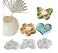 Resin Molds - Silicone Craft Tools, Candle Holders | 3pcs Butterfly Flower Heart Shapes Flexible Casting Forms for Wax Plaster Epoxy DIY Art Projects Spring Decoration Home Decor Gift Making Creative