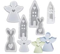 - Resin Mould Set - Seven Piece Figure Casting Moulds Made of Soft Silicone, Reusable Non-Stick Candle and Epoxy Craft Mould Set with Fine Texture Details | DIY Holiday Decorations