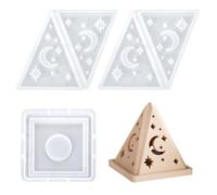 Resin Moulds Moon Pyramid - Silicone Pyramid Resin Mould with Moon Skeleton, 3D Candle Holder Tealight Holder Molds for DIY Crafts Beginners Home Decor