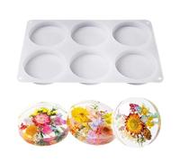 Resin Moulds Silicone, 6-Cavity Silicone Moulds for Resin, Resin Moulds for DIY Craft, Round Coaster Moulds, 8.5 * 12.9 * 0.7in, Finished Product 3.8in Diameter