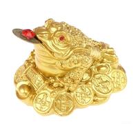 Resin Ornament of the Three-Legged Golden Toad Conveying Prosperity Themes for Shelf Desk or Cabinet Display (Yellow)