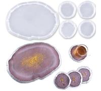 Resin Oval Tray Molds,Large Silicone Tray Molds with 4Pcs Silicone Coaster Molds for Epoxy Resin Casting,DIY Resin Crafts,Home Decoration