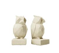 Resin Owl Figurine Bookends Set of 2, Solid Resin Decor Book Ends - Sturdy & Easy to Clean, Stylish Bookend Set for Study/Office/Library, Gift for Owl Lovers, Readers & Book Collectors (Beige, Hook)