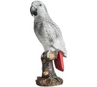 Resin Parrot Statue Bird Garden Ornaments Realistic Animal Sculpture Fake Parrot Figurine Desktop Bird Statue for Patio Decoration