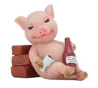 Resin Pig Statue,Retro Style Hand Painted Cute Decorative Animal Figurine | Vivid Piggy Ornament for Desktop,Home Decor,Office Space Decorations,Garden,Shoe Cabinet or TV Background,3.5 X 3.2 X 1.8in