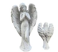 Resin Praying Angel Figurine with Wings Outdoor Statues Realistic Prayer for Study Room Entrance Living Room Bedroom Sculptures Ornament Home Decoration