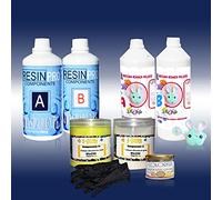 Resin Pro Starter Kit with 800g Epoxy Resin, 1000g Polyurethane Resin, 500g Silicone Rubber Paste, Beige Colouring Paste, Mould and Gloves as a Gift