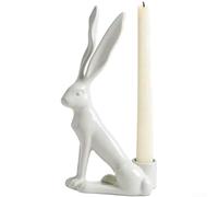 Resin Rabbit Candle Holder for Easter Table Decor | Modern White Bunny Taper Candlestick Stand for Home Mantel Shelf Centerpiece | Festive Spring Holiday Ornament(B)