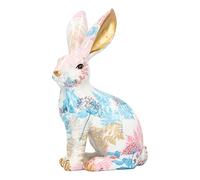 Resin Rabbit Statue, Home Decor Bunny with Ears Raised, Crafted Rabbit Figure Colorful Painted Ornaments