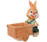 Resin Rabbit Succulent Flower Pot for Tabletop Display 15.9x14.6x8.5cm | Cute Painted Planter with Lifelike Carvings, Smooth Surface, for Study Rooms, Windowsills and Small Spaces