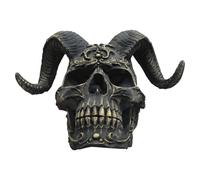 Resin Rams Skull Statue, Rams Devil's Horn Skull Resin Ornaments, Skull Ornaments Gothic, Punk Style Satanic Sculpture Craft, Getting Ready for Halloween, Day of the Dead(7 * 5 * 5.5inch