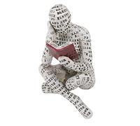Resin Reading Woman Figurine Handmade Abstract Thinking Sculpture Innovative Lady Reading Pulp Molding Bookshelf Ornaments Cute Reading Female Sculpture, Hand Painted Statue for Home Decoration(A)