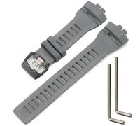 Resin Replacement Band Compatible with Casio GBD200UU-9 GBD-200 GBD-200-1JF Men's GBD200 Square 10631654 Black Waterproof Rubber Bracelet (Grey)
