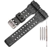 Resin Replacement Bands Compatible with Casio G-Shock GA100 GA-100 GA-120 GA110 GD-120 GD100 Watch Strap (Crack black)